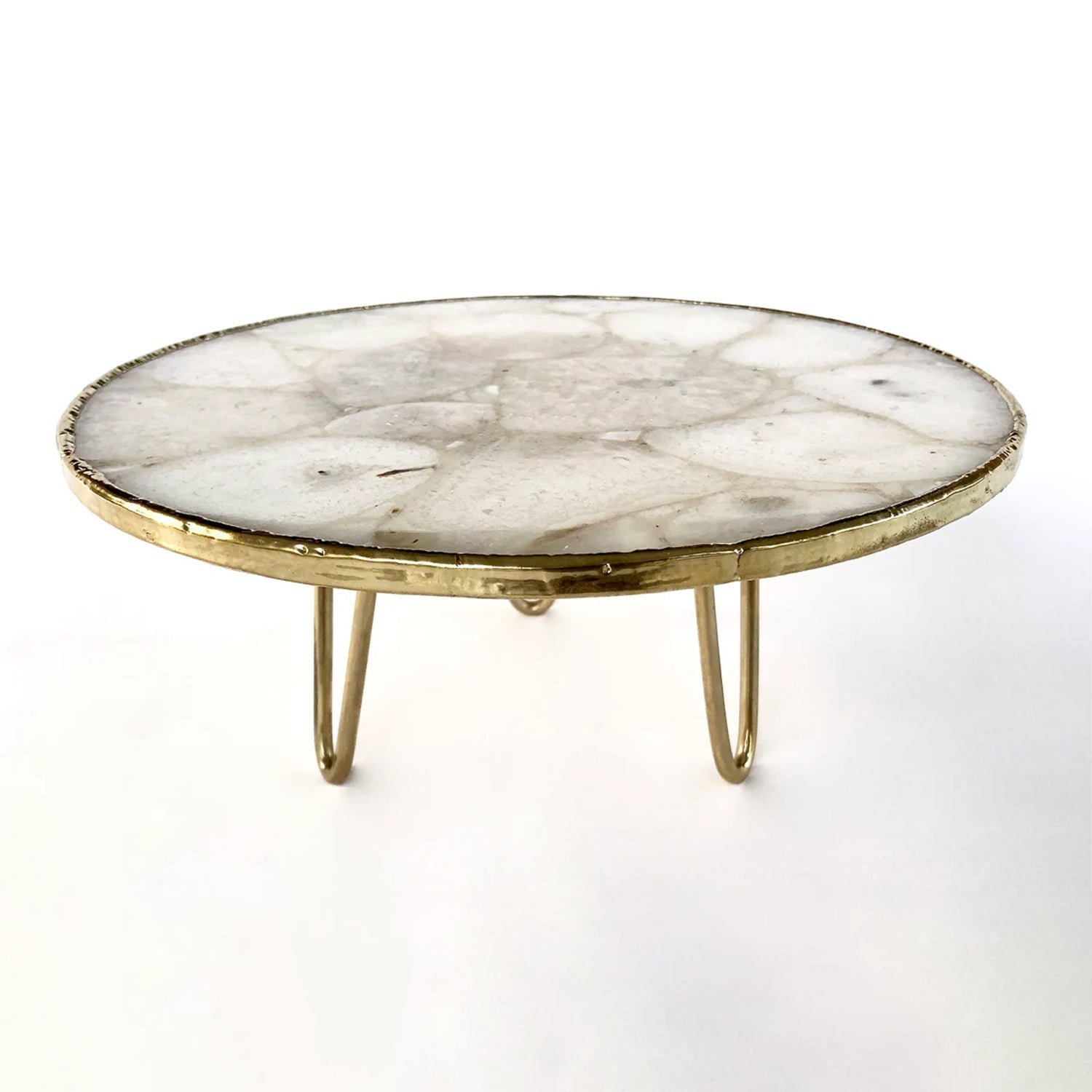 White Crystal Agate Cake Stand/Centerpiece/Display Stand/Tray 10" Round