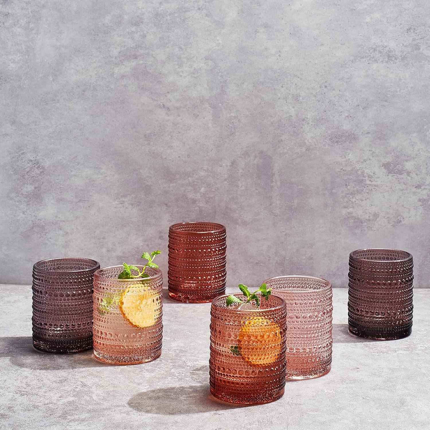 Hobnail Drinking Glasses Venus Colors Beaded Tumbler Drinking Glasses Set Set Of 6