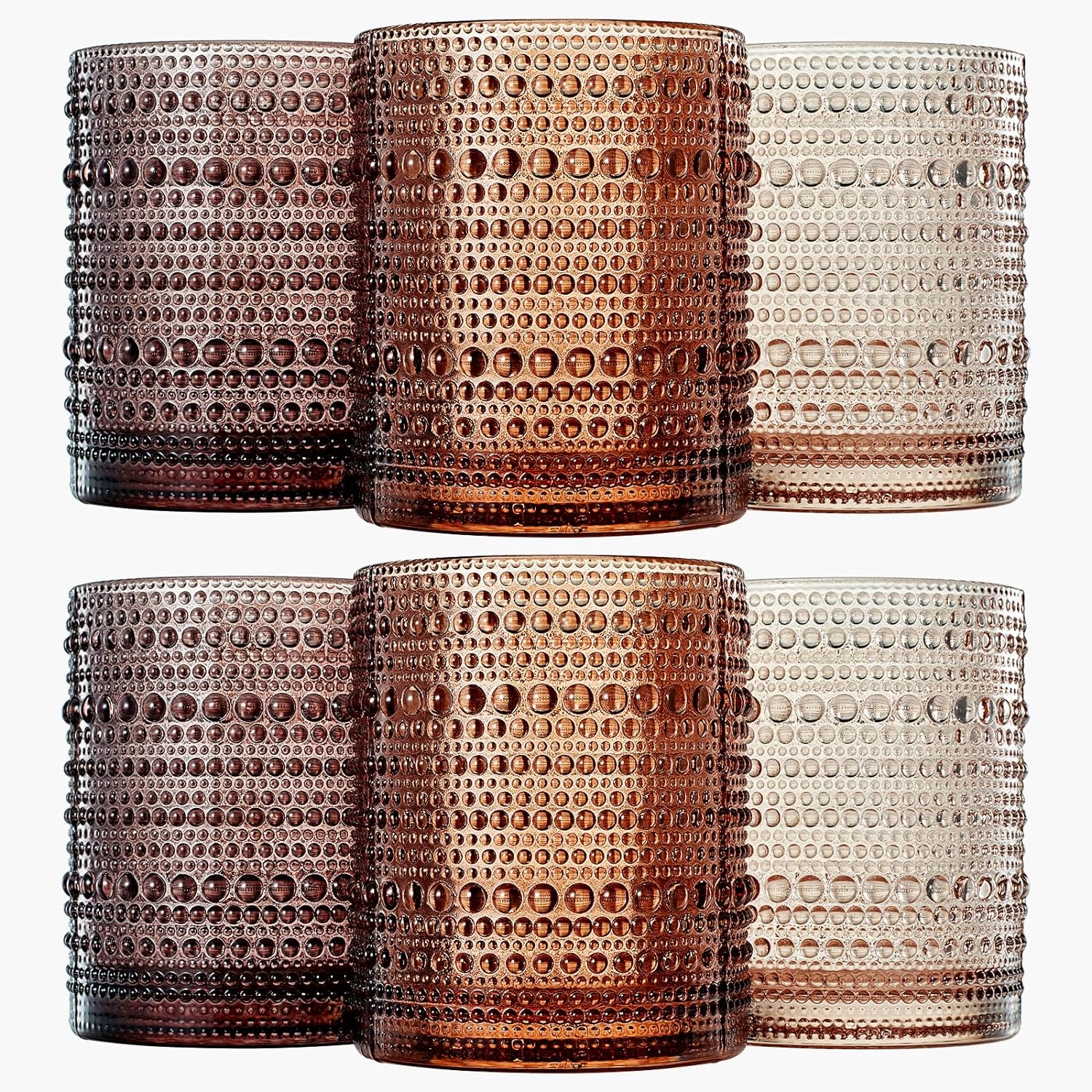 Hobnail Drinking Glasses Venus Colors Beaded Tumbler Drinking Glasses Set Set Of 6