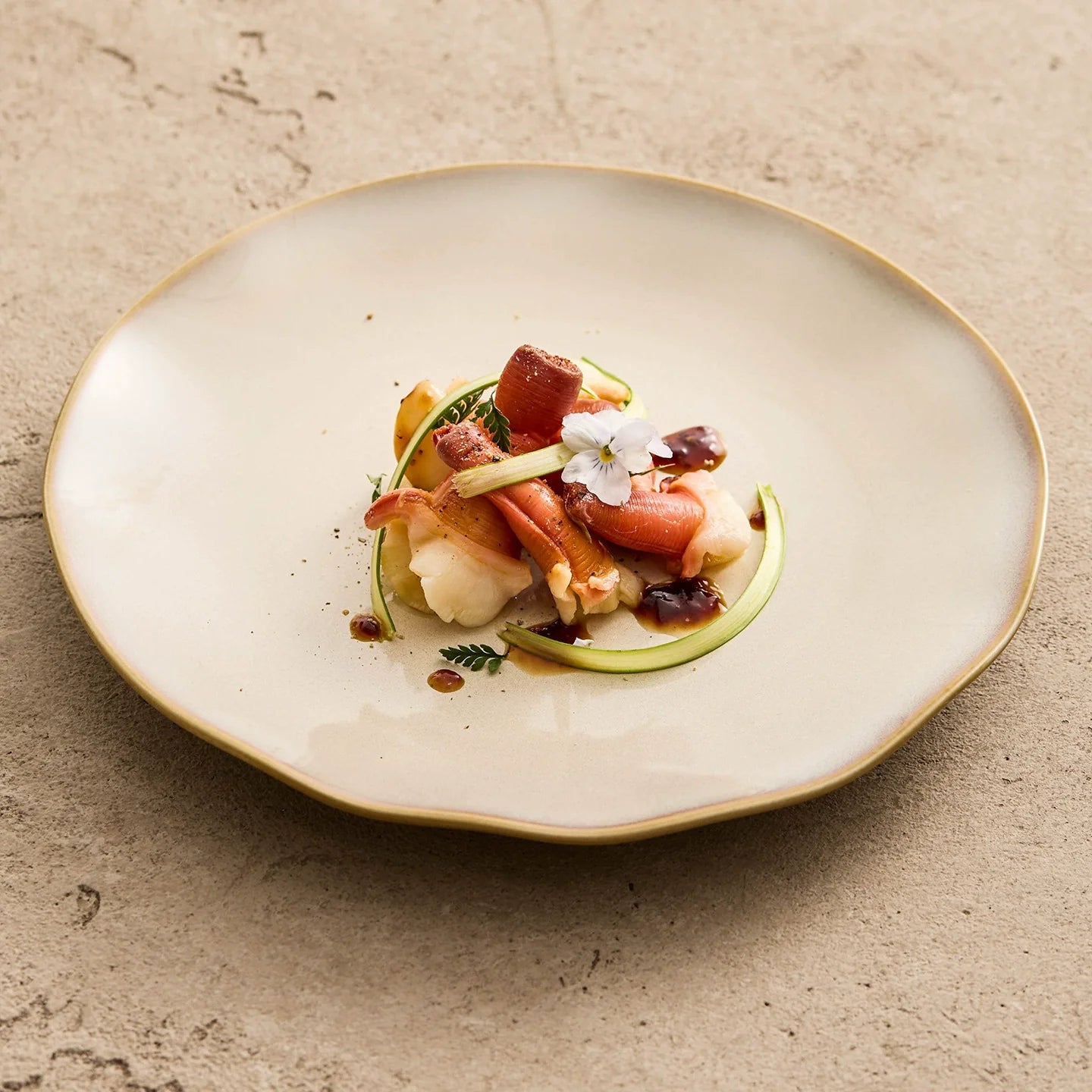 Artisanal Wavy-Edge Kiln-Glazed Shallow Plate – Horizon Series