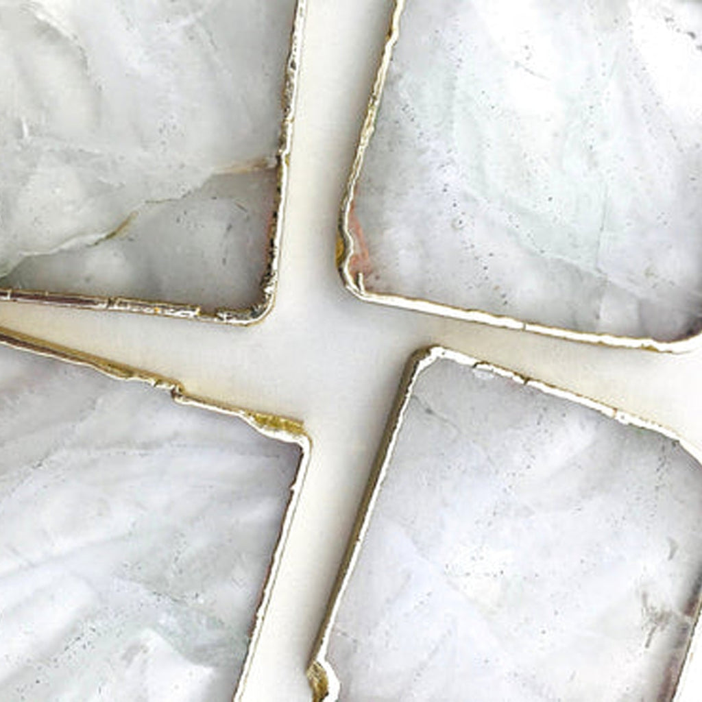 Clear Quartz Natural Edge Coasters – Set of 4