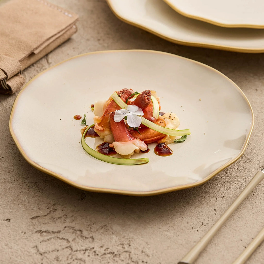 Artisanal Wavy-Edge Kiln-Glazed Shallow Plate – Horizon Series