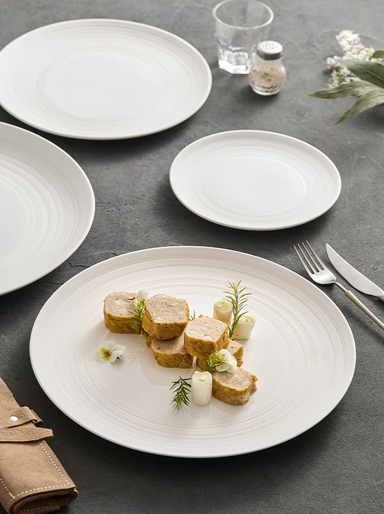 Minimalist Line Pattern Ceramic Dinner Plate – 7.5" / 10.5" / 13" / 14"