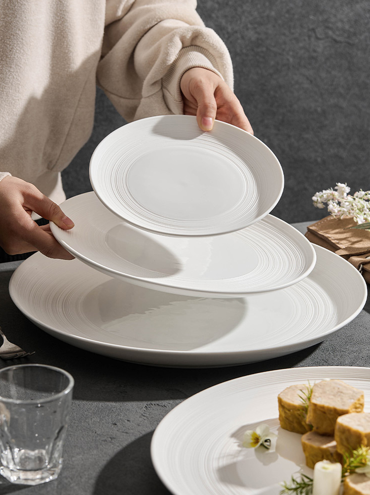 Minimalist Line Pattern Ceramic Dinner Plate – 7.5" / 10.5" / 13" / 14"