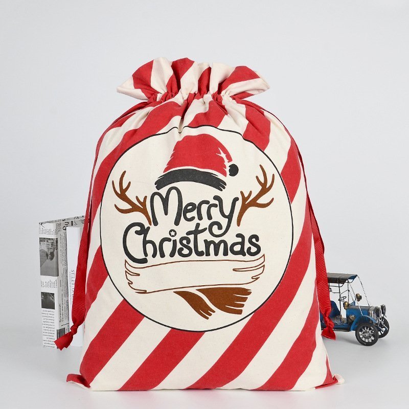 NNEDSZ Large Christmas XMAS Hessian Santa Sack Stocking Bag Reindeer Children Gifts Bag, Red - Merry Xmas w Antler-0