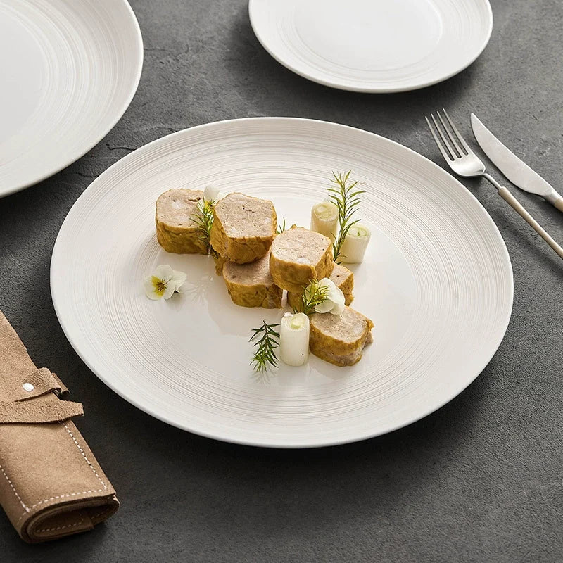 Minimalist Line Pattern Ceramic Dinner Plate – 7.5" / 10.5" / 13" / 14"