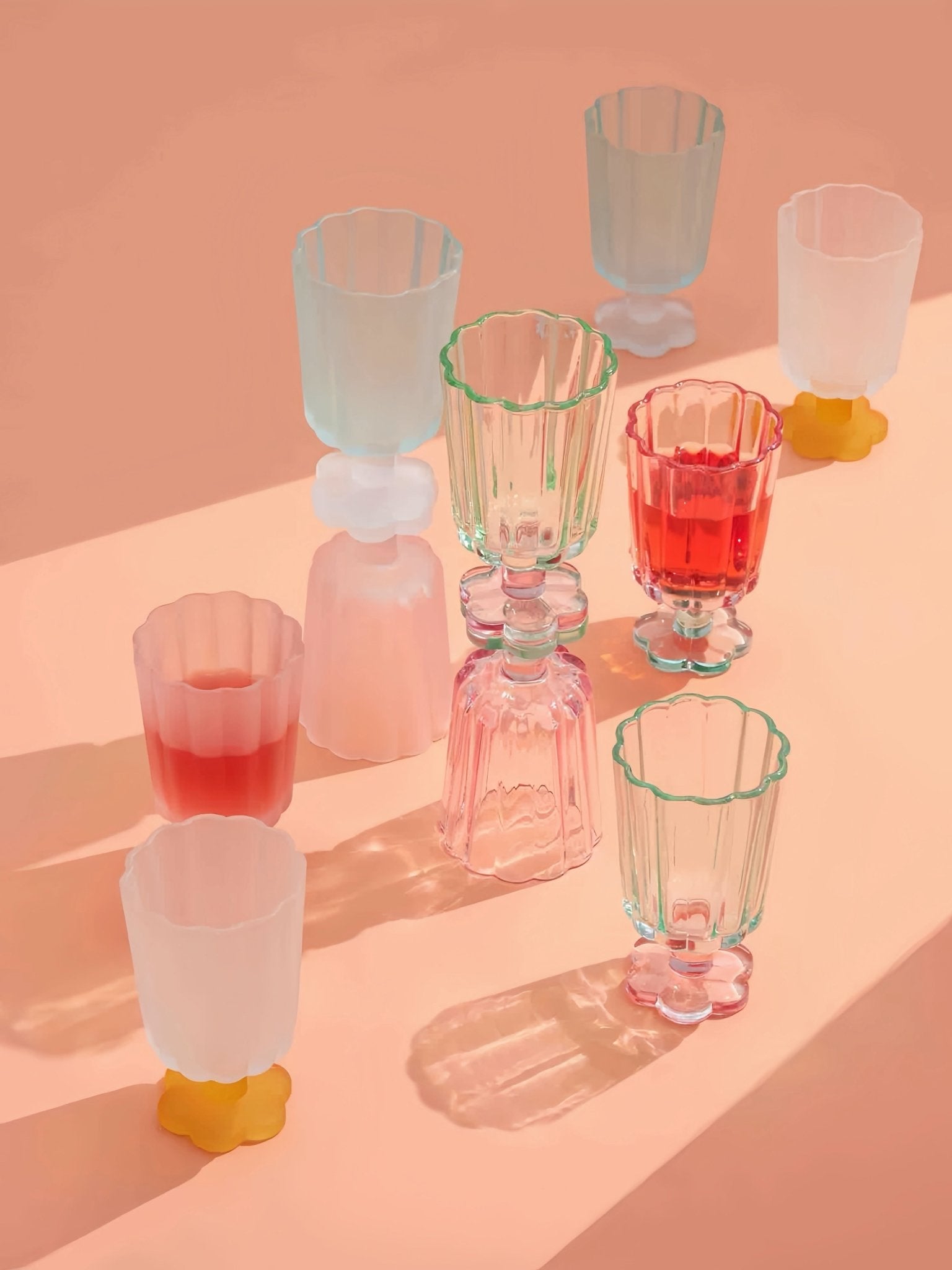 Hand Blown Petal Goblets - Cute Whimsical Colored Wine Glasses
