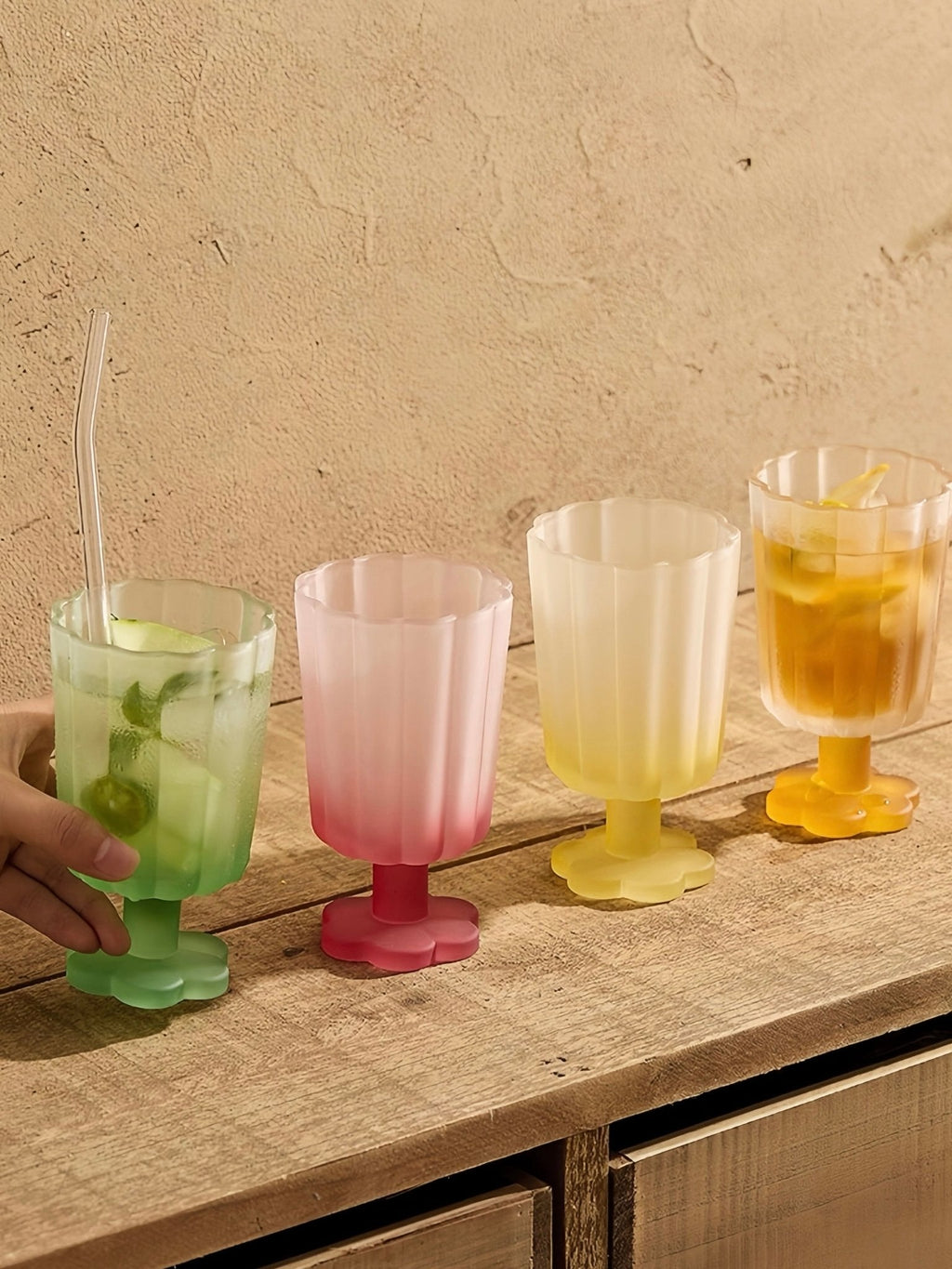 Hand Blown Petal Goblets - Cute Whimsical Colored Wine Glasses